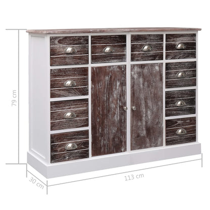 Aparador com 10 gavetas 113x30x79 cm madeira castanho