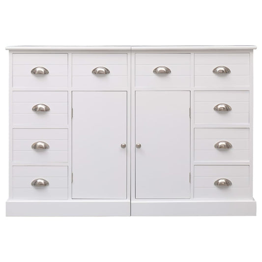 Aparador com 10 gavetas 113x30x79 cm madeira branco