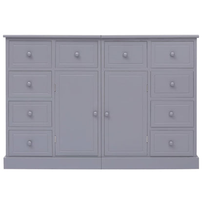 Aparador com 10 gavetas 113x30x79 cm madeira cinzento
