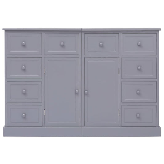 Aparador com 10 gavetas 113x30x79 cm madeira cinzento
