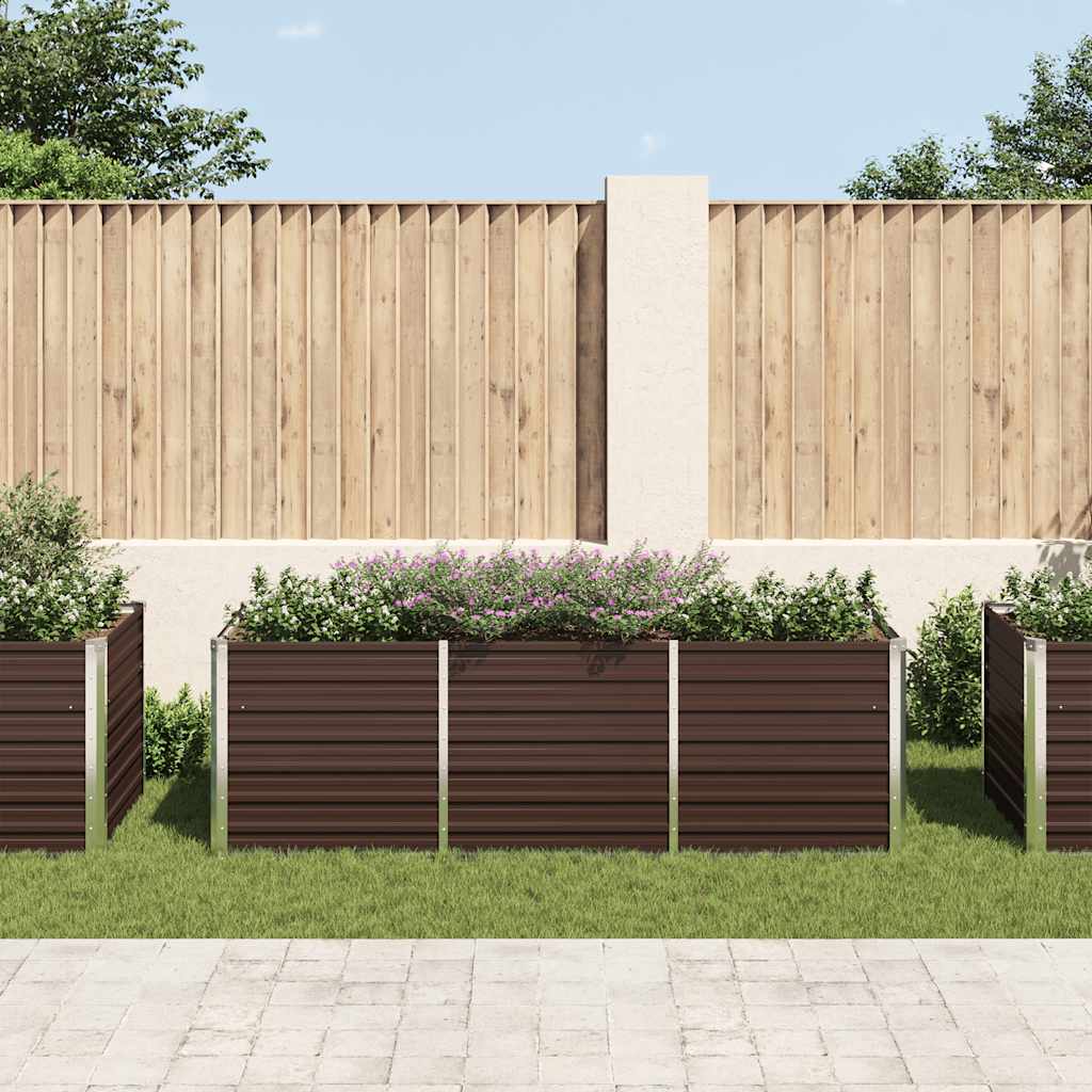 Canteiro elevado de jardim aço galvanizado 240x80x77cm castanho
