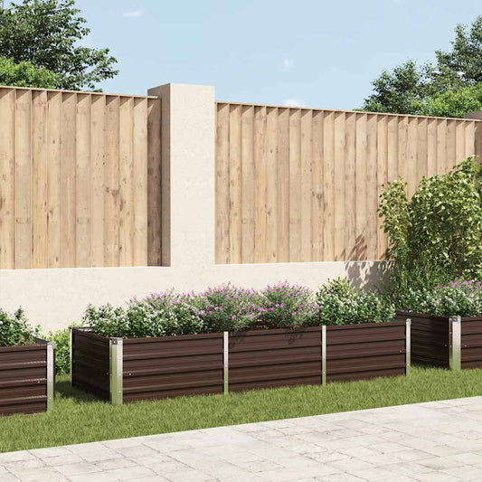 Canteiro elevado de jardim aço galvanizado 240x80x45cm castanho