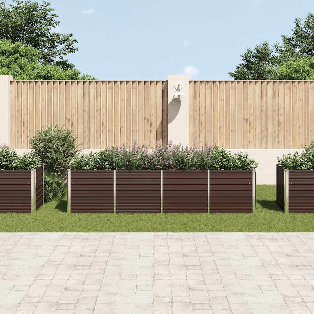 Canteiro elevado de jardim aço galvanizado 320x80x77cm castanho