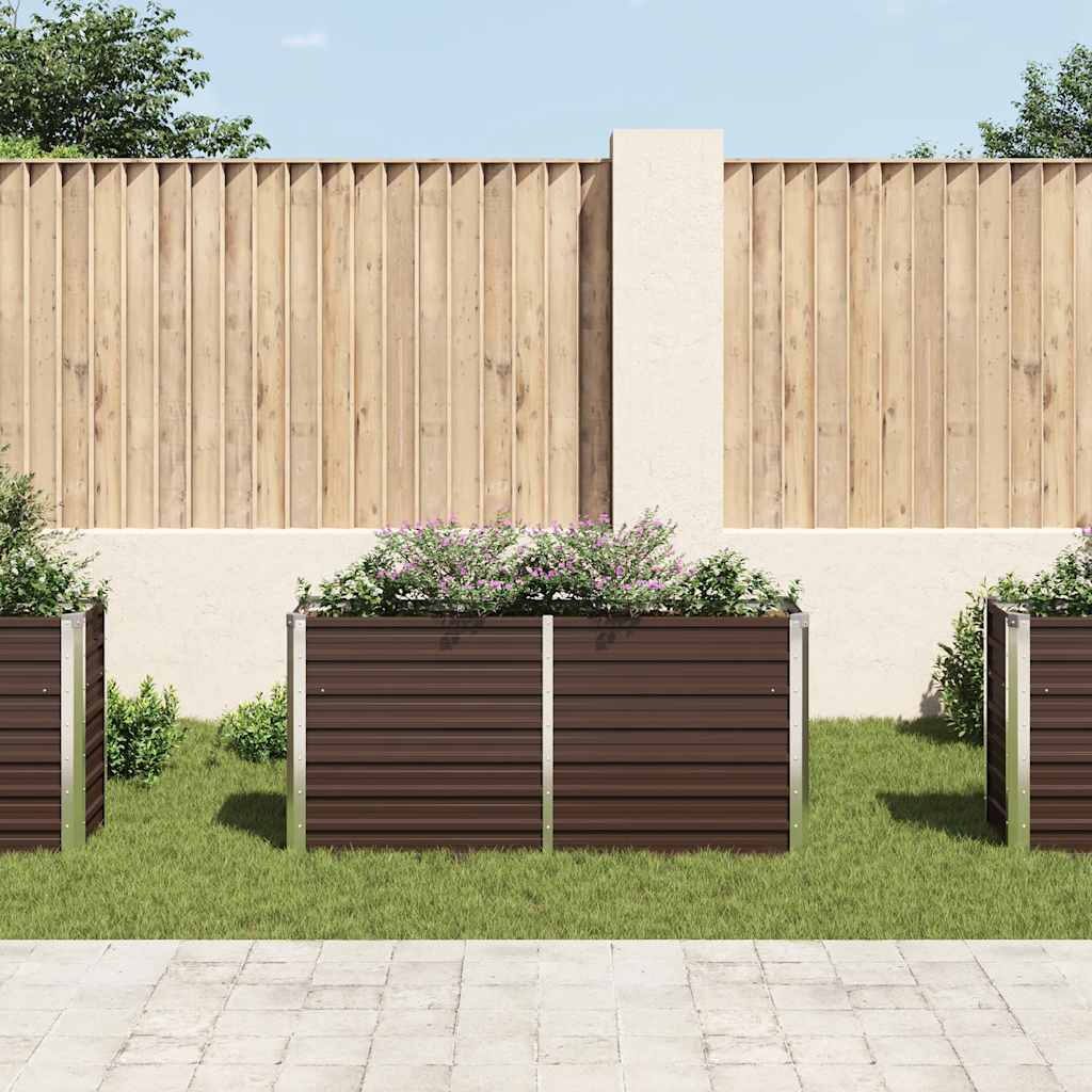 Canteiro elevado de jardim aço galvanizado 160x40x77cm castanho