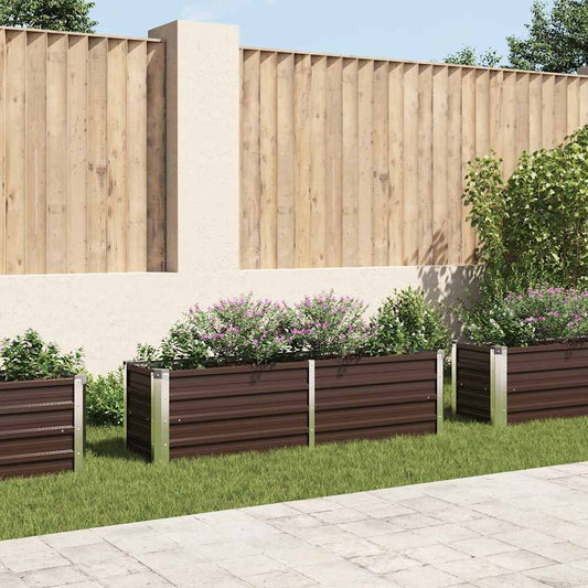 Canteiro elevado de jardim aço galvanizado 160x40x45cm castanho