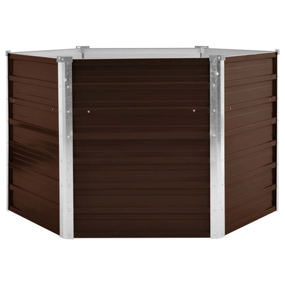 Canteiro elevado jardim aço galvanizado 129x129x77 cm castanho