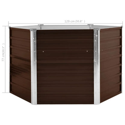 Canteiro elevado jardim aço galvanizado 129x129x77 cm castanho