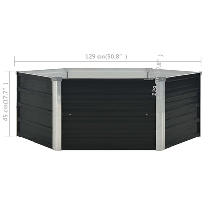 Canteiro jardim elevado 129x129x45 cm aço galvanizado antracite