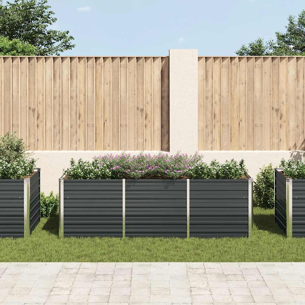 Canteiro elevado jardim aço galvanizado 240x80x77 cm antracite