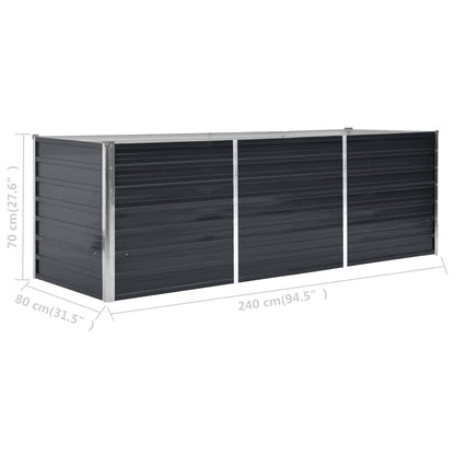 Canteiro elevado jardim aço galvanizado 240x80x77 cm antracite
