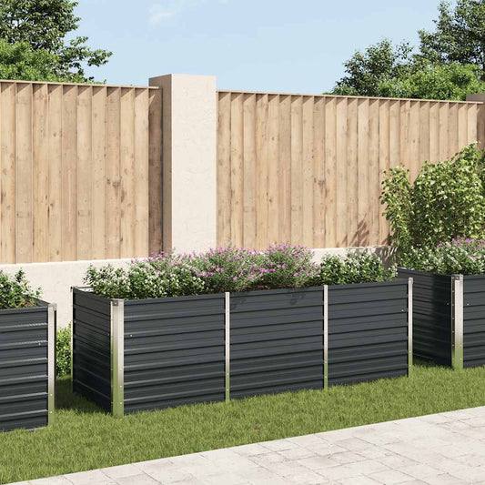 Canteiro elevado jardim aço galvanizado 240x80x77 cm antracite
