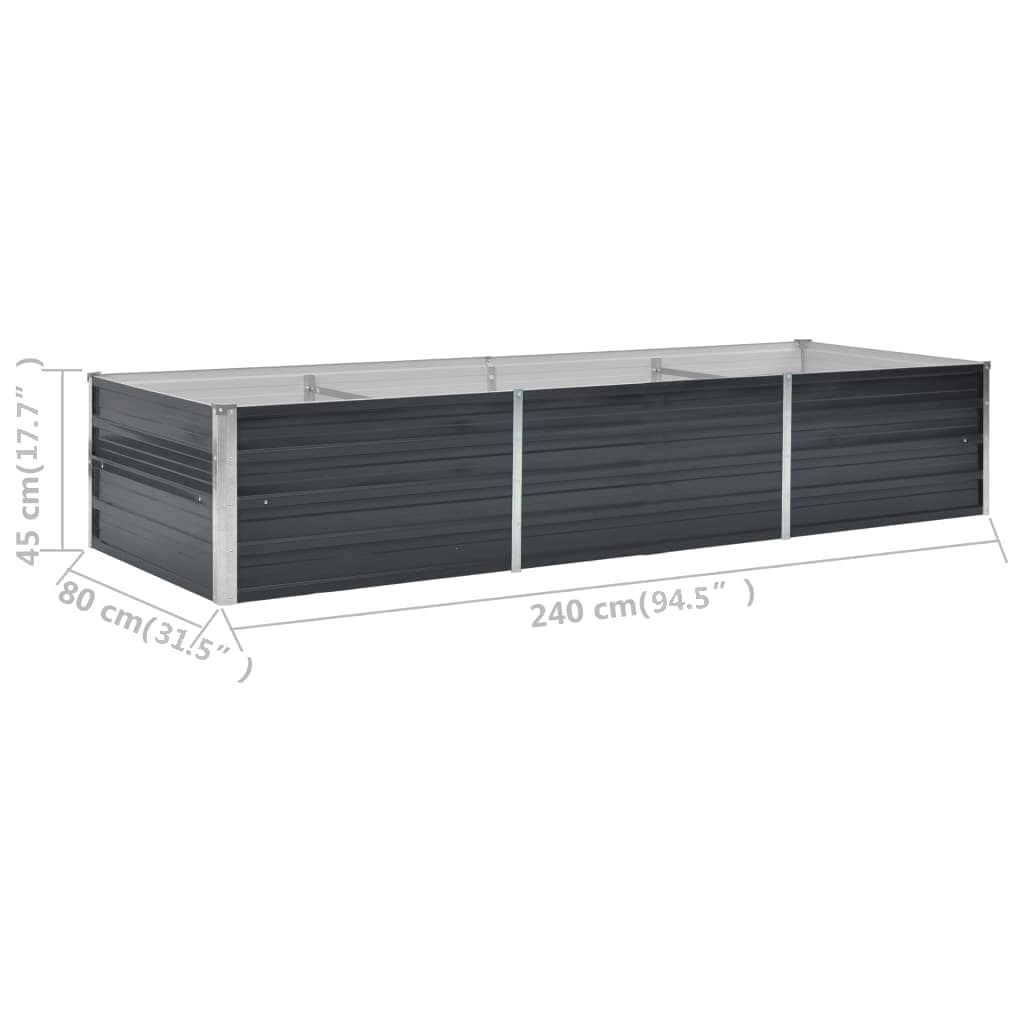 Canteiro elevado jardim aço galvanizado 240x80x45cm antracite