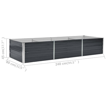 Canteiro elevado jardim aço galvanizado 240x80x45cm antracite