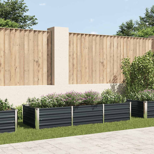 Canteiro elevado jardim aço galvanizado 240x80x45cm antracite