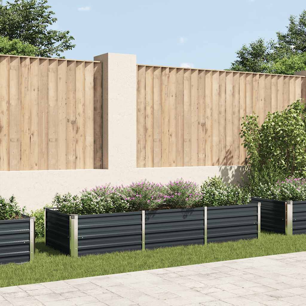 Canteiro elevado jardim aço galvanizado 240x80x45cm antracite