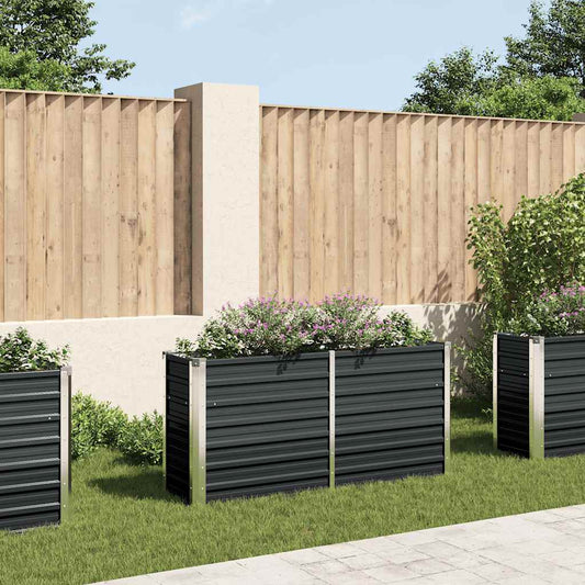 Canteiro elevado jardim aço galvanizado 160x40x77cm antracite