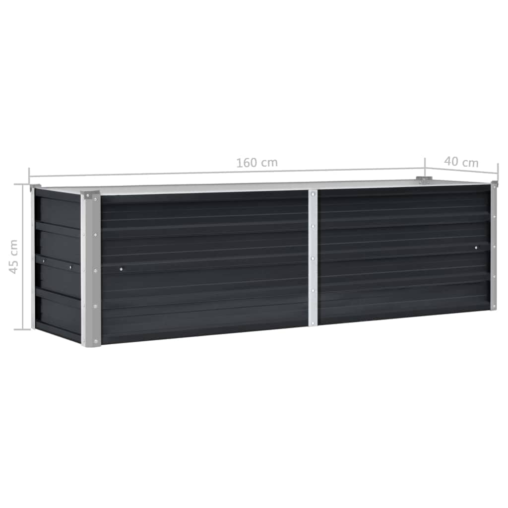 Canteiro elevado jardim aço galvanizado 160x40x45 cm antracite