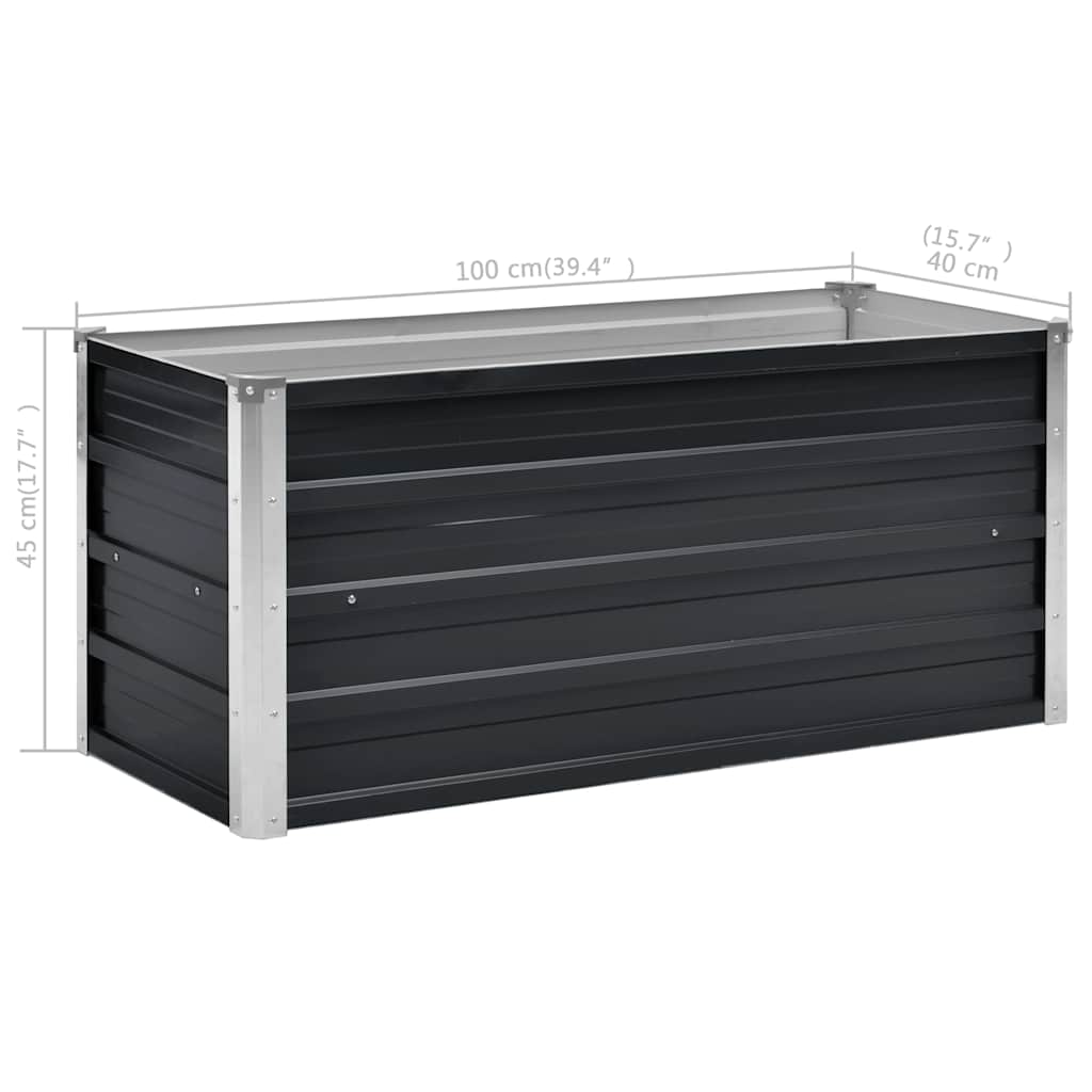 Canteiro elevado jardim aço galvanizado 100x40x45 cm antracite