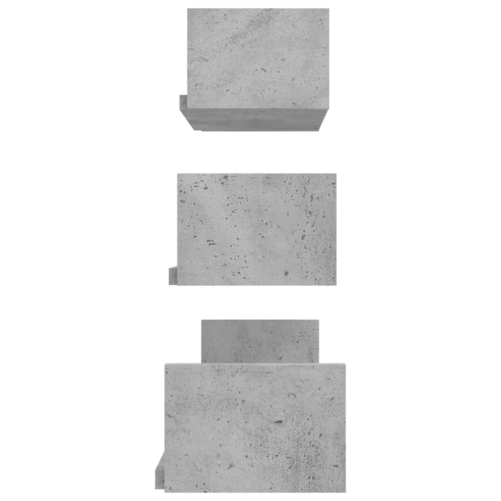 Prateleira de parede 3pcs derivados de madeira cinzento cimento