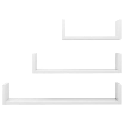 Prateleira de parede 3pcs derivados de madeira branco brilhante