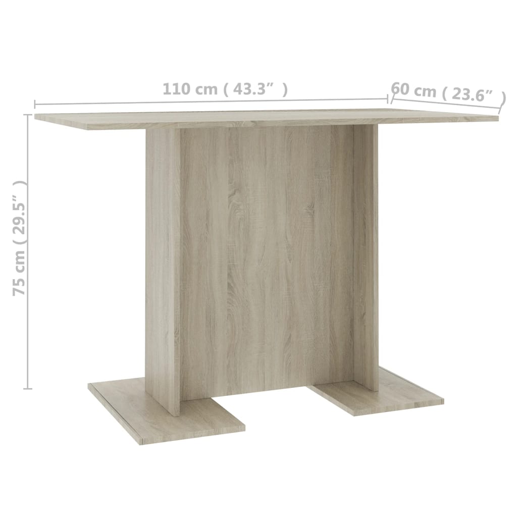 Mesa de jantar 110x60x75 cm derivados madeira carvalho sonoma