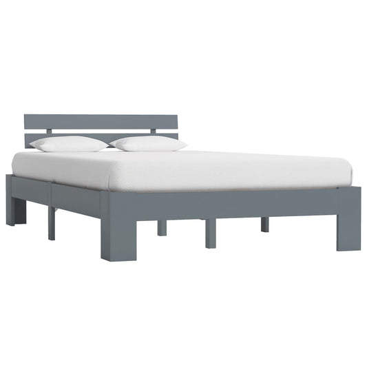 Estrutura de cama 140x200 cm pinho maciço cinzento