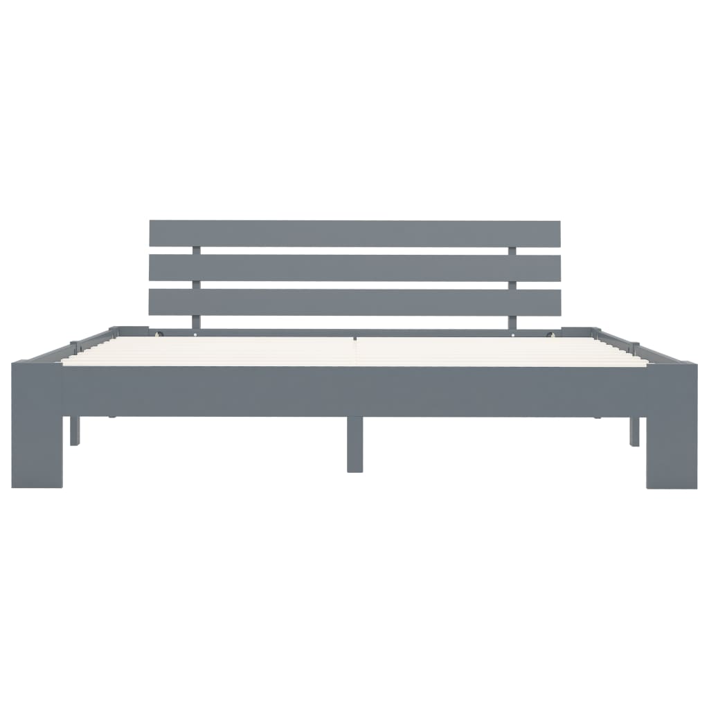 Estrutura de cama com cabeceira 160x200cm pinho maciço cinzento