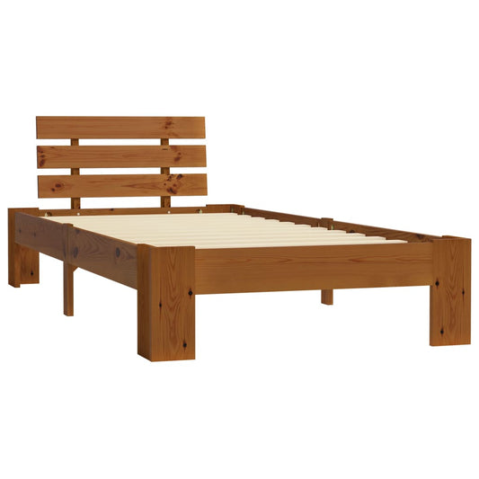 Estrutura de cama 100x200 cm pinho maciço castanho mel