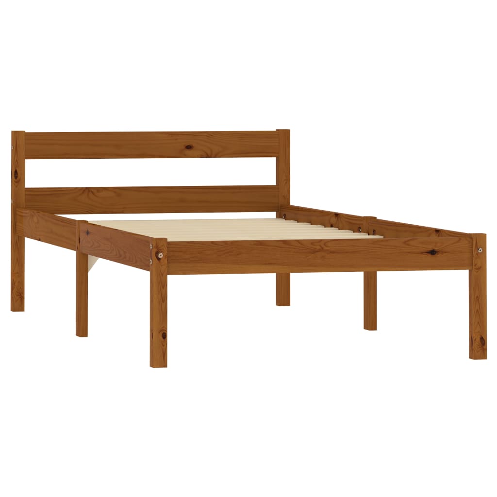 Estrutura de cama 90x200 cm madeira pinho maciço castanho mel