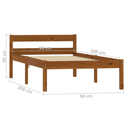 Estrutura de cama 90x200 cm madeira pinho maciço castanho mel