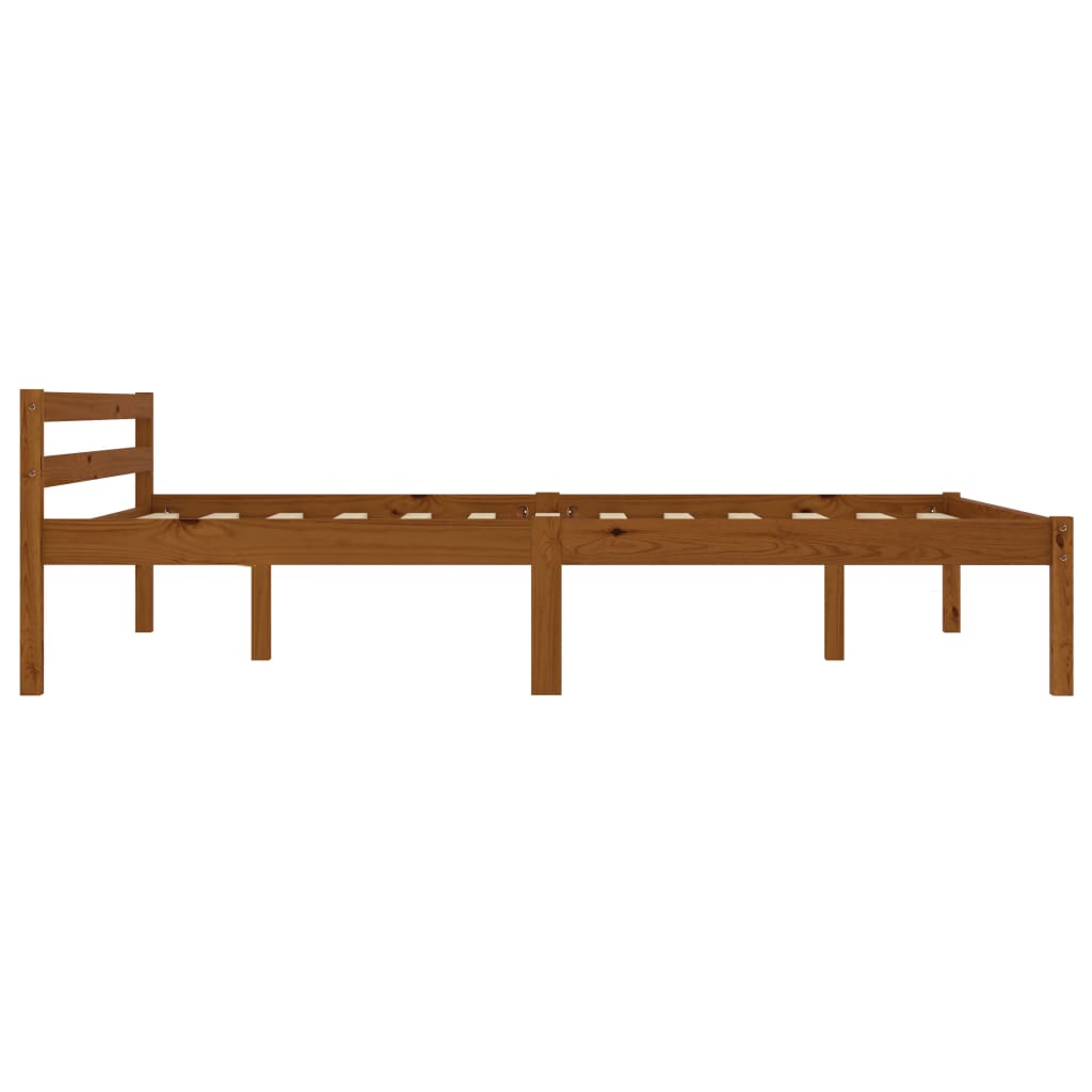 Estrutura de cama 140x200 cm madeira pinho maciço castanho mel