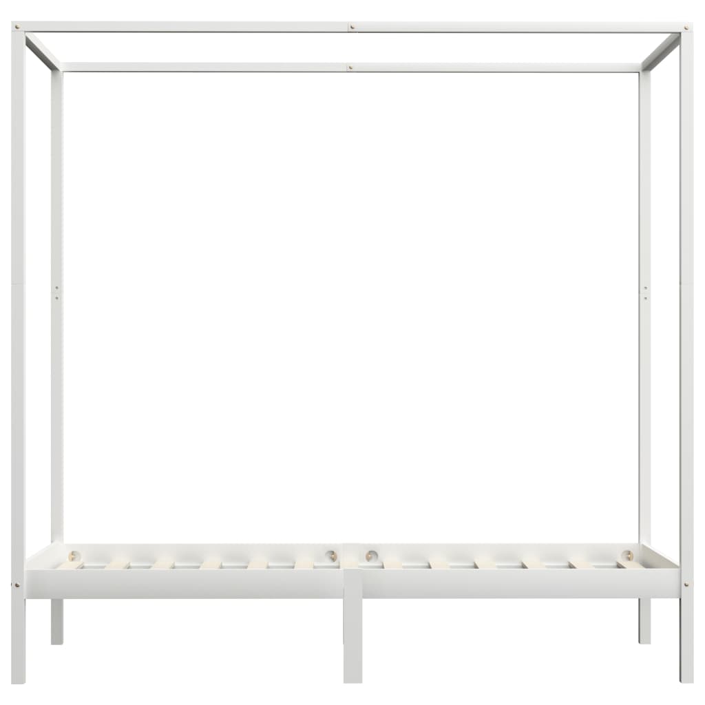 Estrutura de cama com toldo 100x200 cm pinho maciço branco