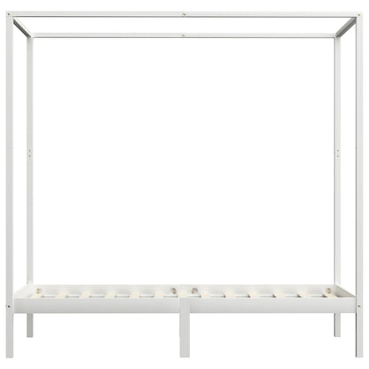 Estrutura de cama com toldo 100x200 cm pinho maciço branco