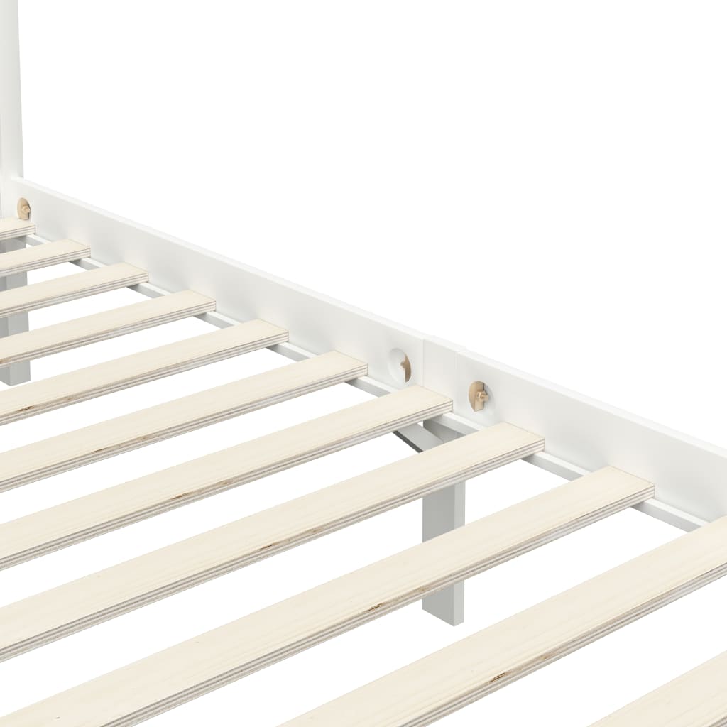 Estrutura de cama com toldo 100x200 cm pinho maciço branco