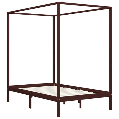 Estrutura cama com toldo 120x200cm pinho maciço castanho-escuro