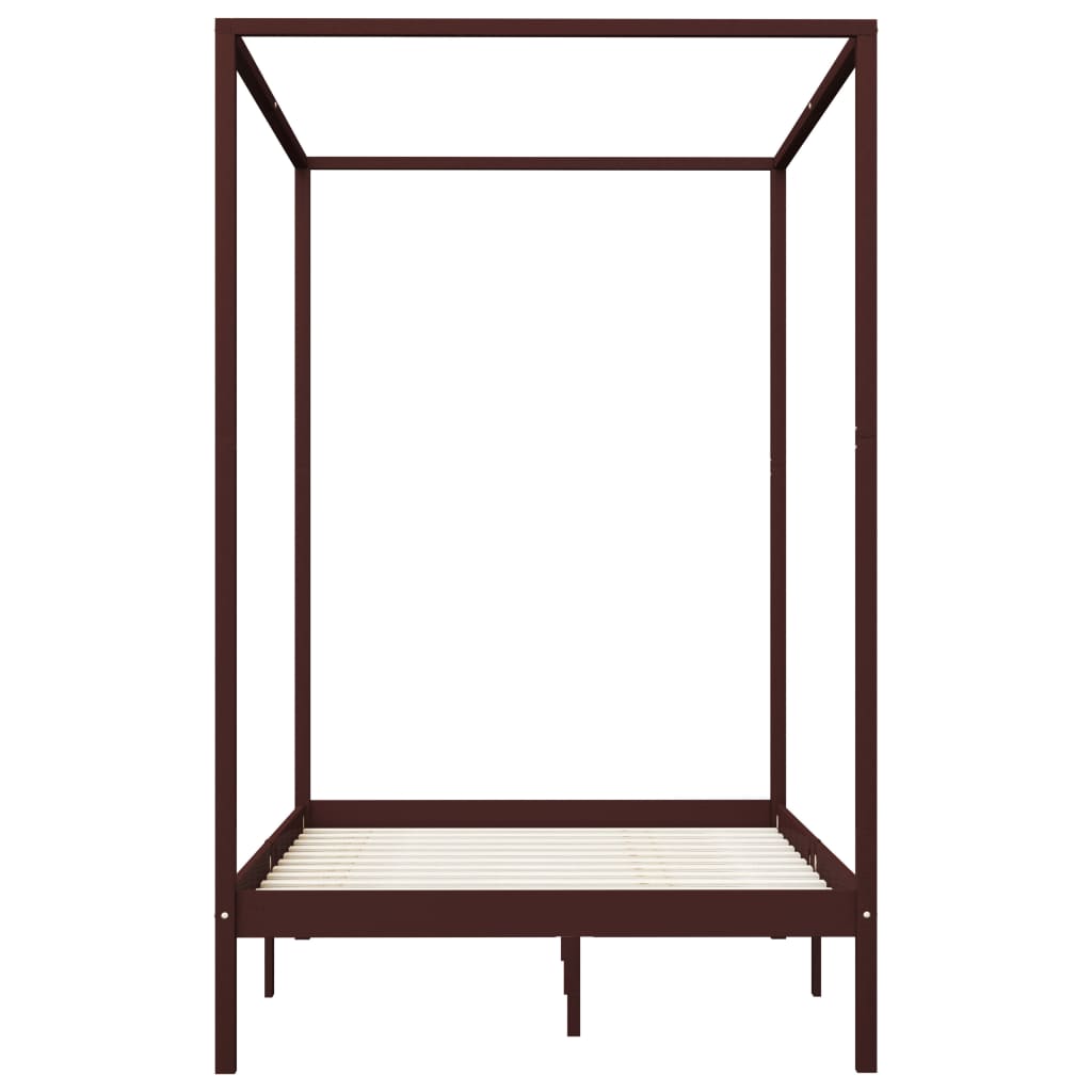 Estrutura cama com toldo 120x200cm pinho maciço castanho-escuro