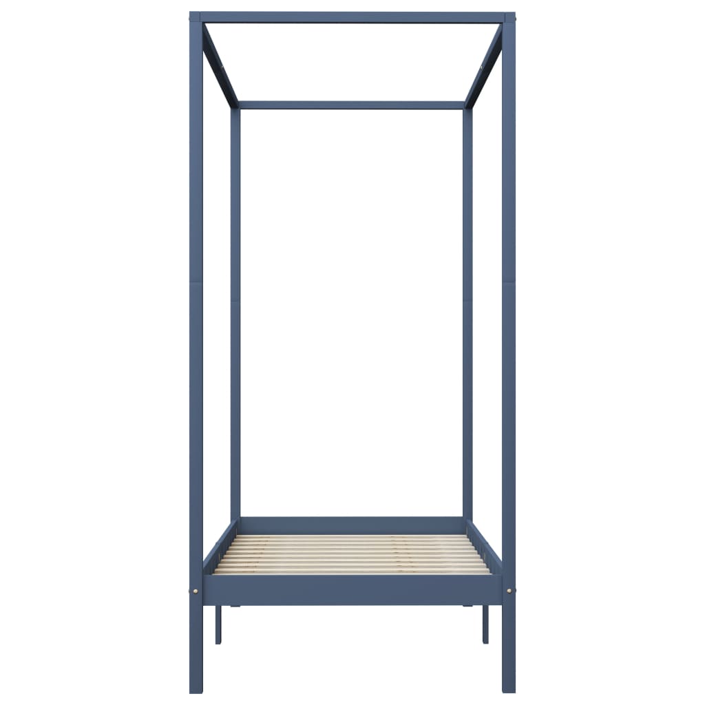 Estrutura de cama com toldo 90x200 cm pinho maciço cinzento