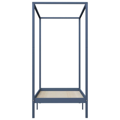 Estrutura de cama com toldo 90x200 cm pinho maciço cinzento