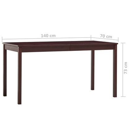 Mesa de jantar 140x70x73 cm madeira de pinho castanho-escuro