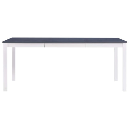 Mesa de jantar 180x90x73 cm madeira de pinho branco e cinzento