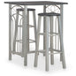3 pcs conjunto de bar em madeira e aço preto