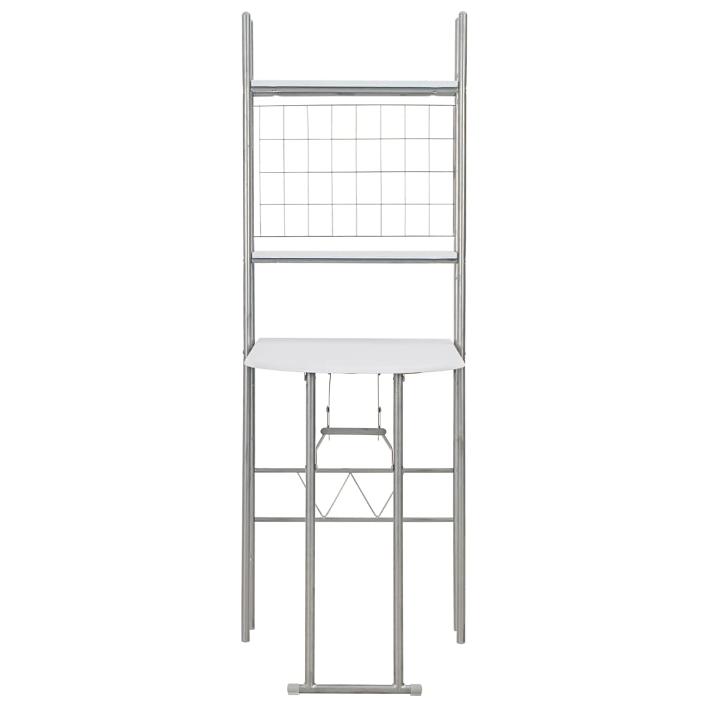 3 pcs conjunto jantar dobrável com prateleira MDF e aço branco