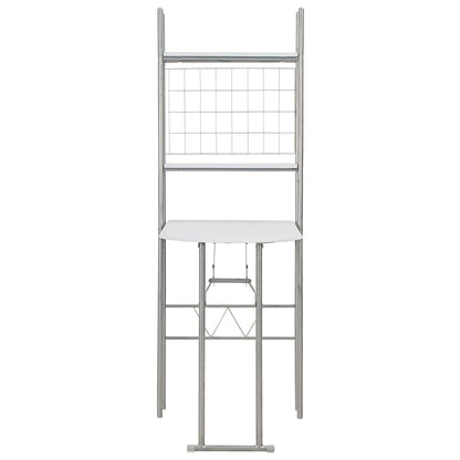 3 pcs conjunto jantar dobrável com prateleira MDF e aço branco