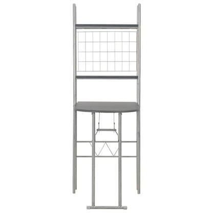 3 pcs conjunto jantar dobrável com prateleira MDF e aço preto