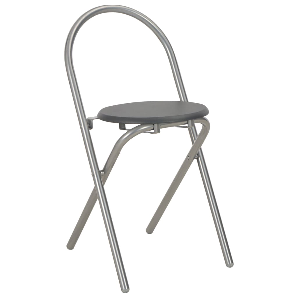 3 pcs conjunto jantar dobrável com prateleira MDF e aço preto