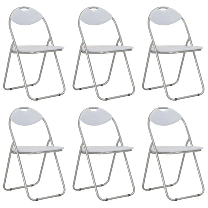 Cadeiras de jantar dobráveis 6 pcs couro artificial branco