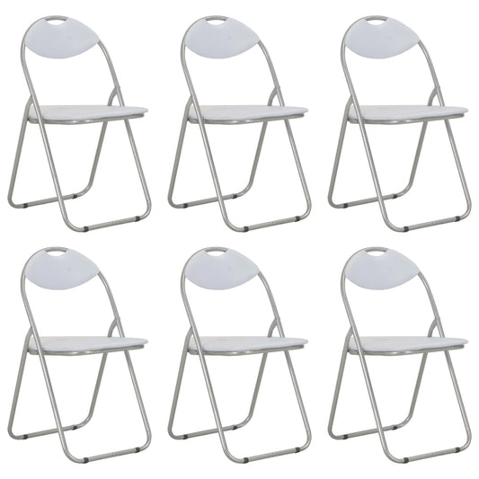 Cadeiras de jantar dobráveis 6 pcs couro artificial branco