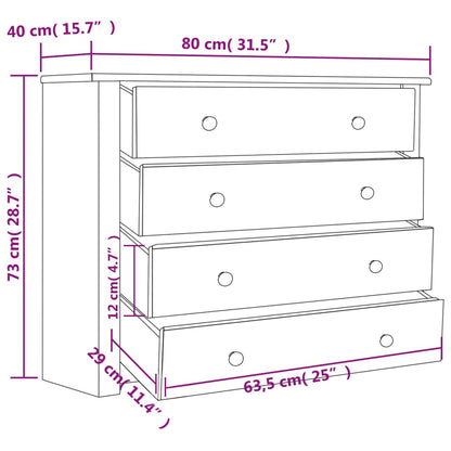 Móvel lateral 80x40x73 cm pinho Panama
