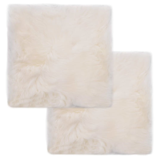 Almofadas p/ cadeira 2 pcs 40x40cm pele carneiro genuína branca