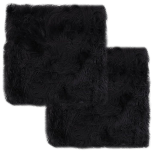 Almofadas cadeira 2 pcs 40x40cm pele carneiro cinzento-escuro